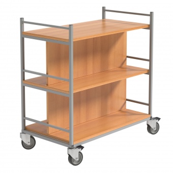 Bücherwagen,  90 cm hoch, 90x50 cm (B/T), doppelseitig nutzbar, jeweils 25 cm tief 